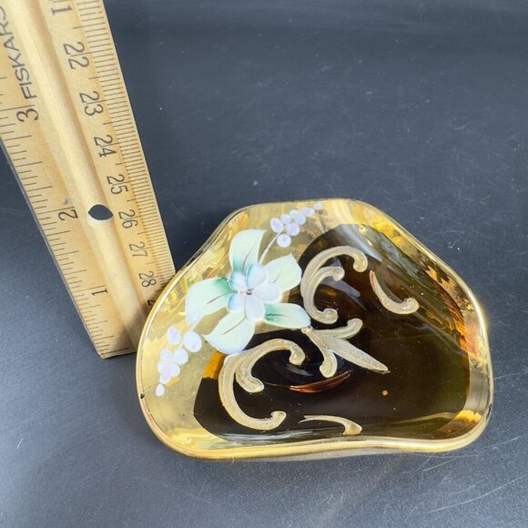 Venetian Art Glass Folded Dish Small Trinket Holder Ashtray Made In Italy Glass - Picture 4 of 11